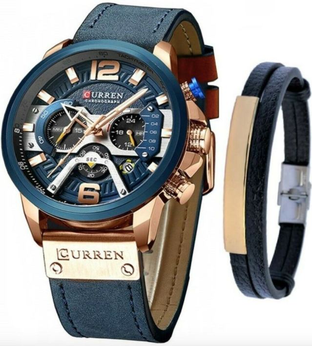 Watch Men's Chronograph Watches And Fashion Bracelet Set