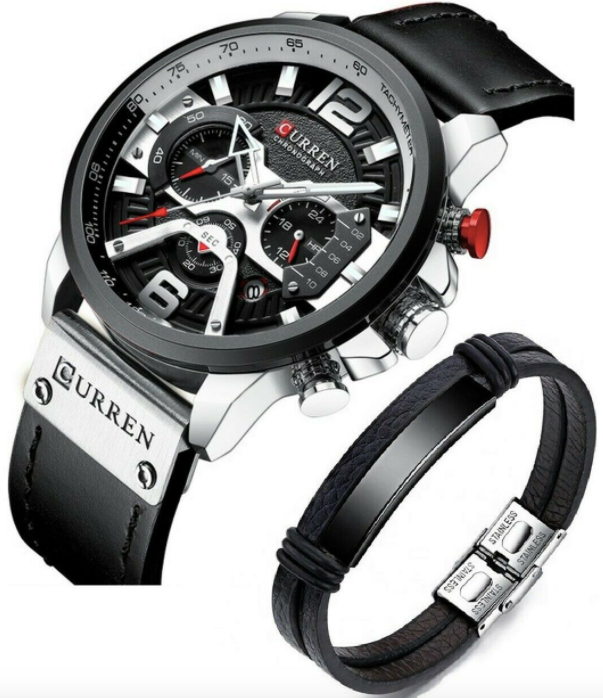 Watch Men's Chronograph Watches And Fashion Bracelet Set