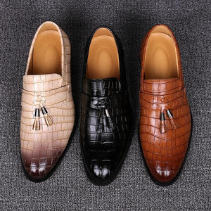 Croco Pattern Leather Shoes For Men