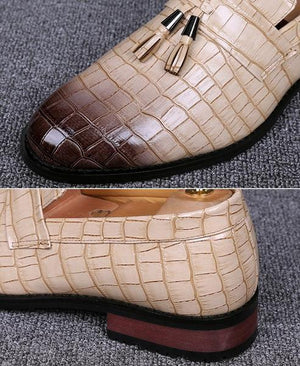 Croco Pattern Leather Shoes For Men