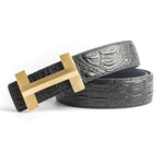 Crocodile Pattern Men Belts With Solid Brass H Buckle