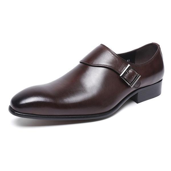 Dark Brown Unique Monk Strap Men Formal Shoes