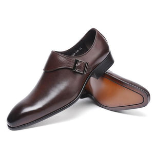 Dark Brown Unique Monk Strap Men Formal Shoes