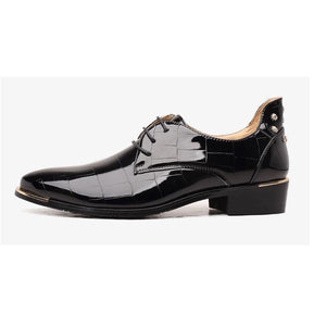 Glossy Leather Croco Embossed Men Brogues Dress Shoes