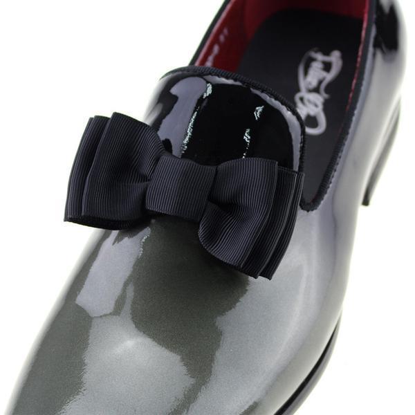 Glossy Pointed Toe With Bow Tie Detail Men Loafer Slip On Shoes