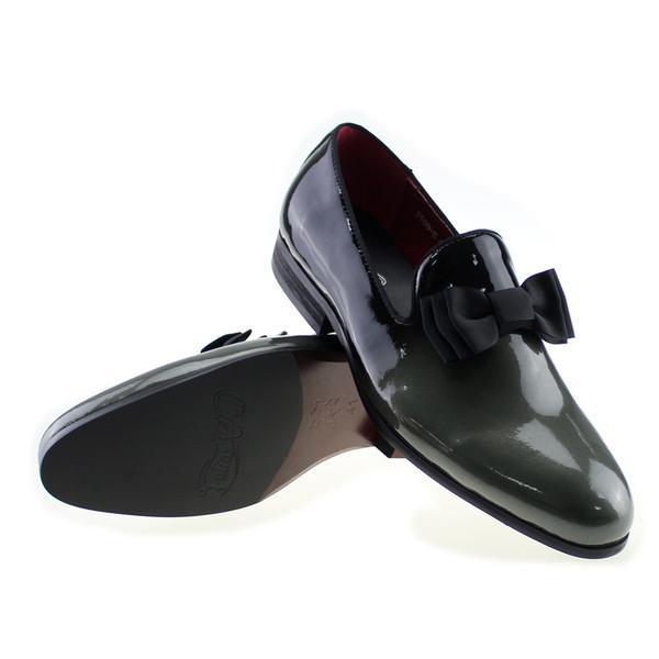 Glossy Pointed Toe With Bow Tie Detail Men Loafer Slip On Shoes