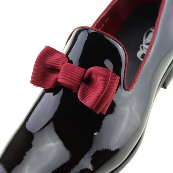 Glossy Pointed Toe With Bow Tie Detail Men Loafer Slip On Shoes