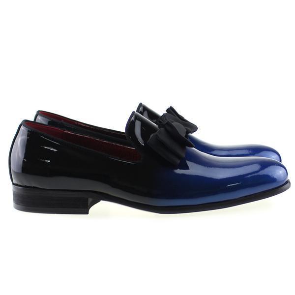 Glossy Pointed Toe With Bow Tie Detail Men Loafer Slip On Shoes