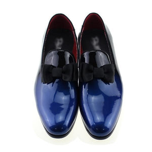 Glossy Pointed Toe With Bow Tie Detail Men Loafer Slip On Shoes