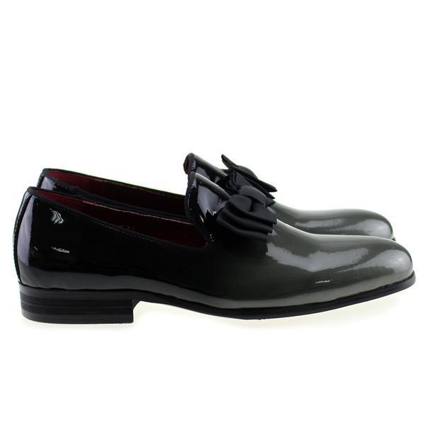 Glossy Pointed Toe With Bow Tie Detail Men Loafer Slip On Shoes