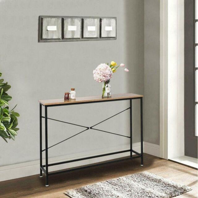 Wood Console Table Modern Sofa Accent with Shelf Stand Entryway Hall Furniture