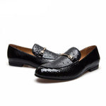 Lizard Ostrich Pattern Mixed Men Loafer Shoes