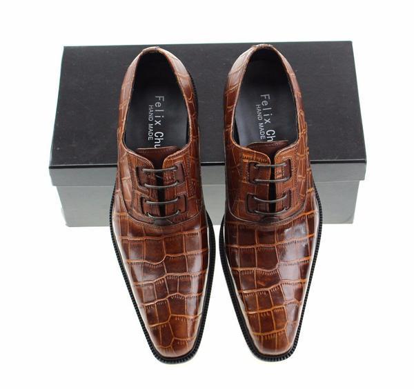 Luxury Italian Croco Style Leather Formal Men Oxford Shoes