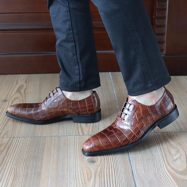 Luxury Italian Croco Style Leather Formal Men Oxford Shoes