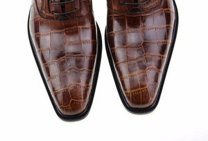 Luxury Italian Croco Style Leather Formal Men Oxford Shoes