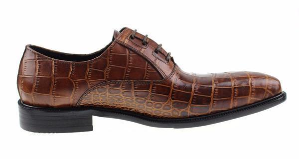 Luxury Italian Croco Style Leather Formal Men Oxford Shoes