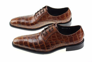 Luxury Italian Croco Style Leather Formal Men Oxford Shoes