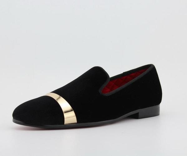 Men Loafers Shoes With Gold Leather Buckle