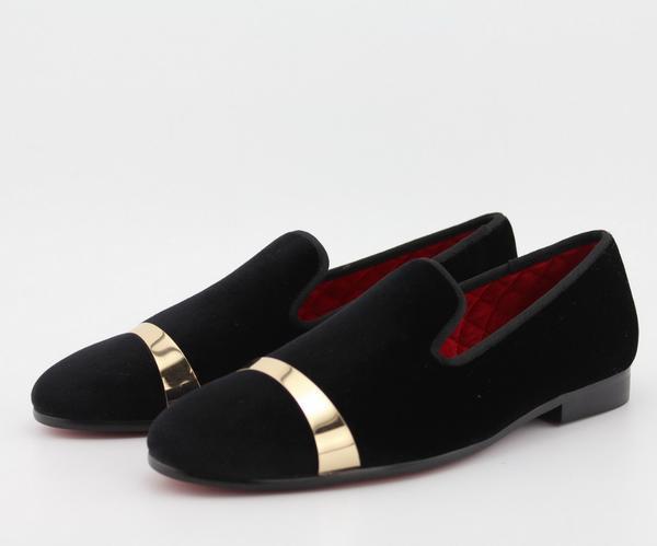 Men Loafers Shoes With Gold Leather Buckle