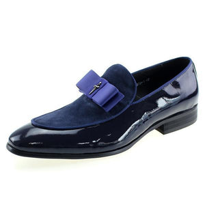 Patent Leather And Nubuck Leather Patchwork With Bow Tie Men Dress Shoes