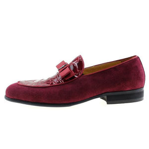 Patent Leather And Suede Leather Patchwork With Bow Tie Men Loafer Shoes For Wedding