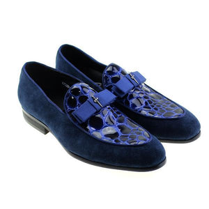 Patent Leather And Suede Leather Patchwork With Bow Tie Men Loafer Shoes For Wedding