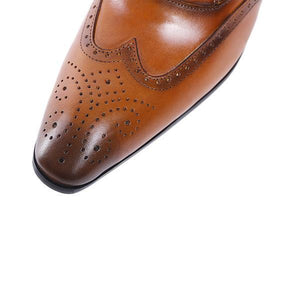 Perforated Wingtip Detail Brogue Men Monk Strap Dress Shoes