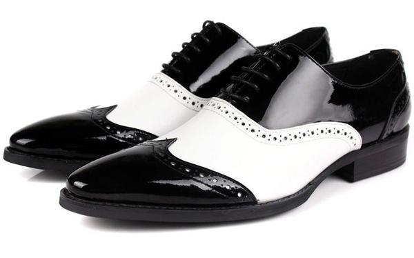 Pointed Toe Black And White Classic Style Men Oxford Shoes