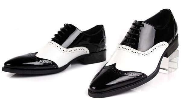 Pointed Toe Black And White Classic Style Men Oxford Shoes