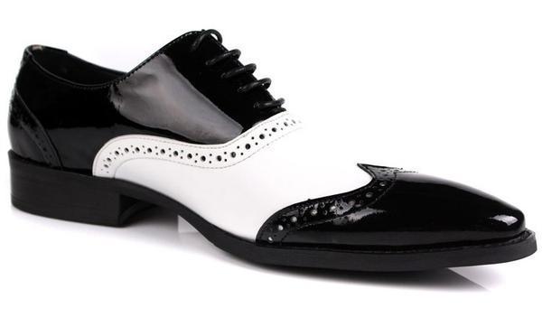 Pointed Toe Black And White Classic Style Men Oxford Shoes