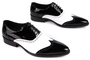 Pointed Toe Black And White Classic Style Men Oxford Shoes