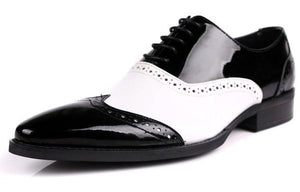 Pointed Toe Black And White Classic Style Men Oxford Shoes