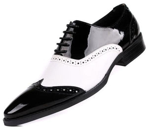 Pointed Toe Black And White Classic Style Men Oxford Shoes