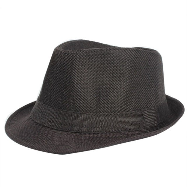 Dark Pattern Panama Trilby Fedora Canvas Straw Hat