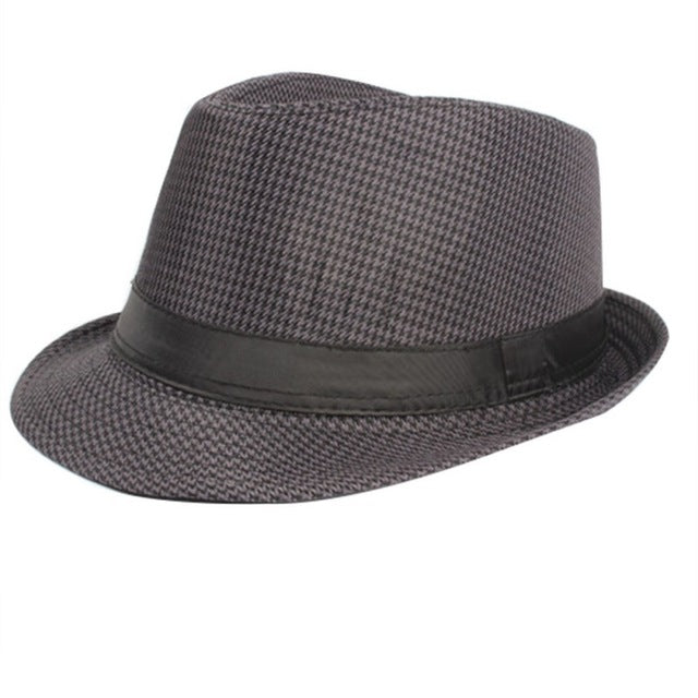 Dark Pattern Panama Trilby Fedora Canvas Straw Hat