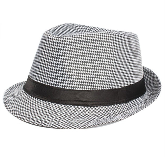 Dark Pattern Panama Trilby Fedora Canvas Straw Hat