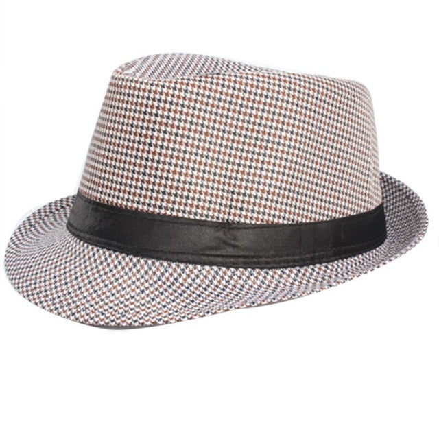 Dark Pattern Panama Trilby Fedora Canvas Straw Hat