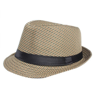 Dark Pattern Panama Trilby Fedora Canvas Straw Hat