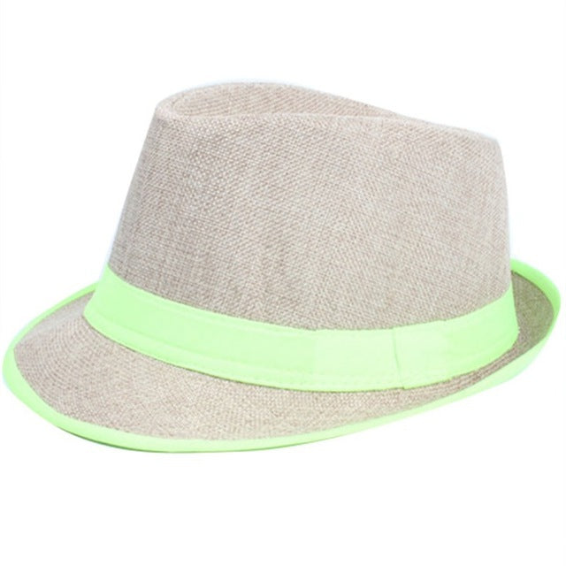 Dark Pattern Panama Trilby Fedora Canvas Straw Hat