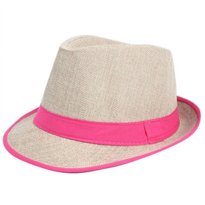 Dark Pattern Panama Trilby Fedora Canvas Straw Hat