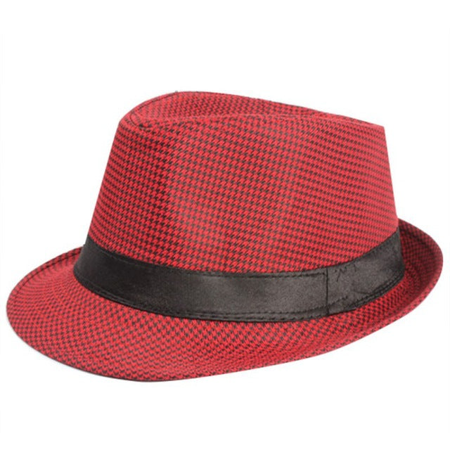 Dark Pattern Panama Trilby Fedora Canvas Straw Hat