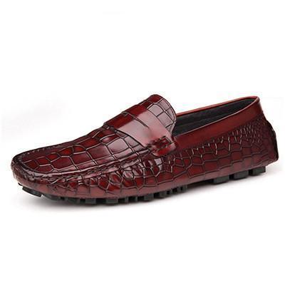 Simple And Elegant Croco Men Flat Loafers Driving Shoes