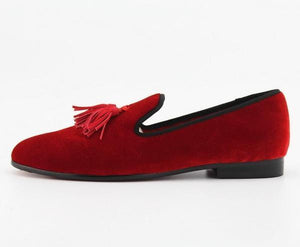 Sleek Men Velvet Loafers Shoes With Tassel