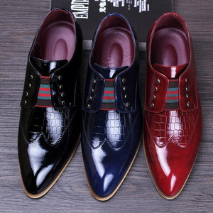 Slip On Style Men Dress Shoes With Croco PU Leather Detail Details