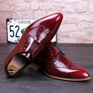 Slip On Style Men Dress Shoes With Croco PU Leather Detail Details