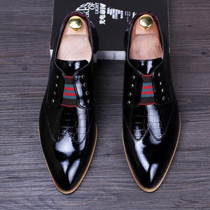 Slip On Style Men Dress Shoes With Croco PU Leather Detail Details