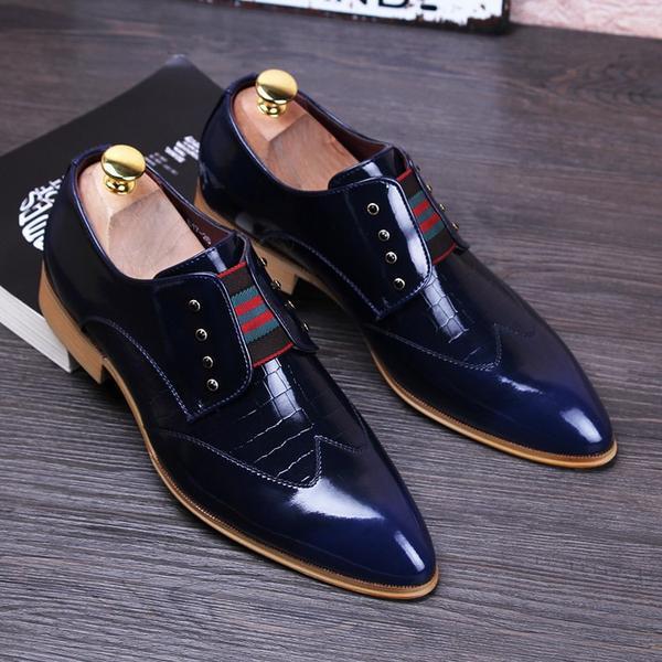 Slip On Style Men Dress Shoes With Croco PU Leather Detail Details