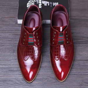 Slip On Style Men Dress Shoes With Croco PU Leather Detail Details