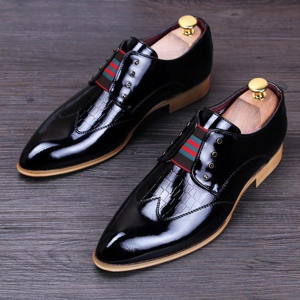 Slip On Style Men Dress Shoes With Croco PU Leather Detail Details