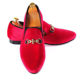 Tiny Cross Buckle Men Velvet Slip On Shoe